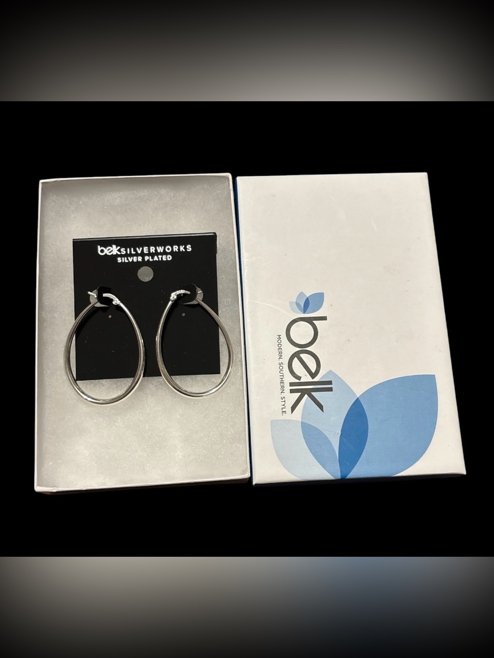 belk Silverworks Silver Plated Teardrop Hoop Earrings